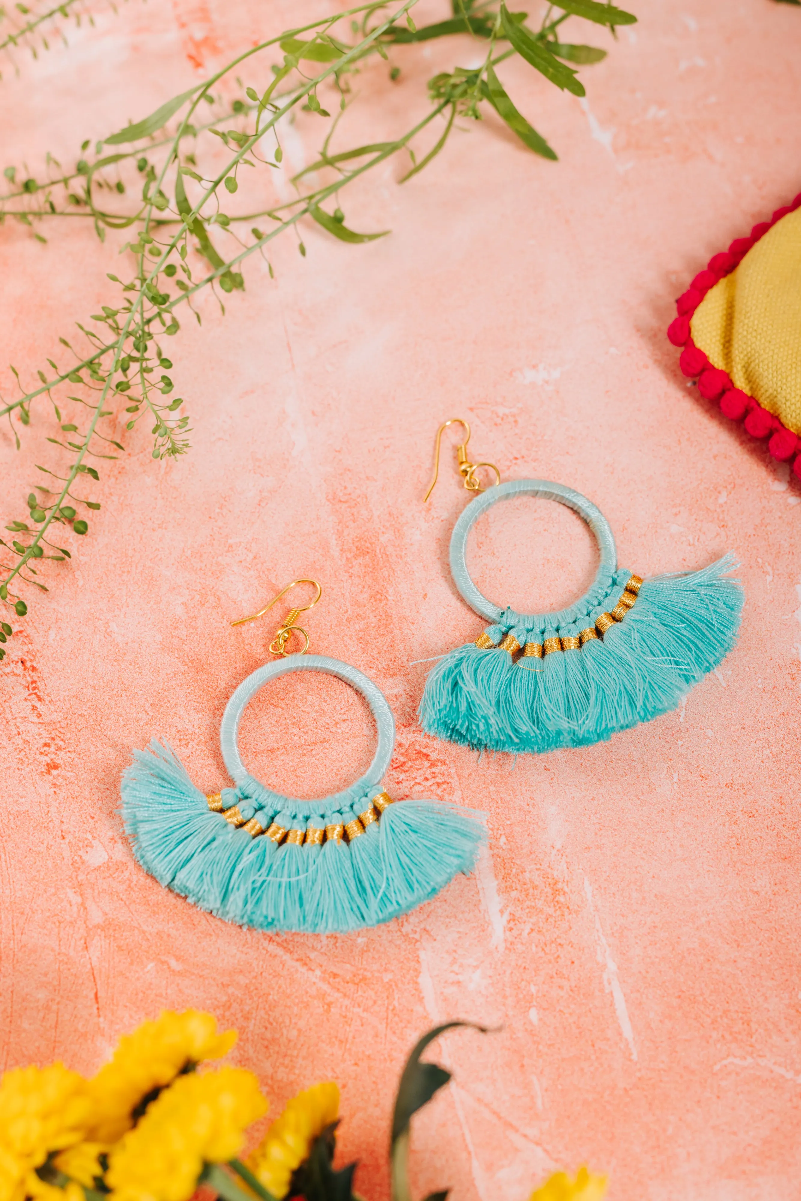 Tassel Earrings - Aqua (EAR 061)