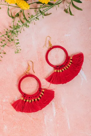 Tassel Earrings - Red (EAR 062)