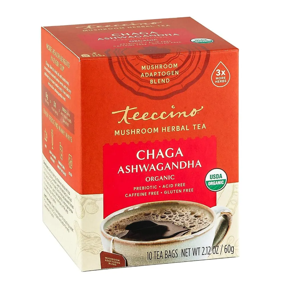 Teeccino - Ashwagandha Mushroom Tea 10 Ct - Pack Of 6