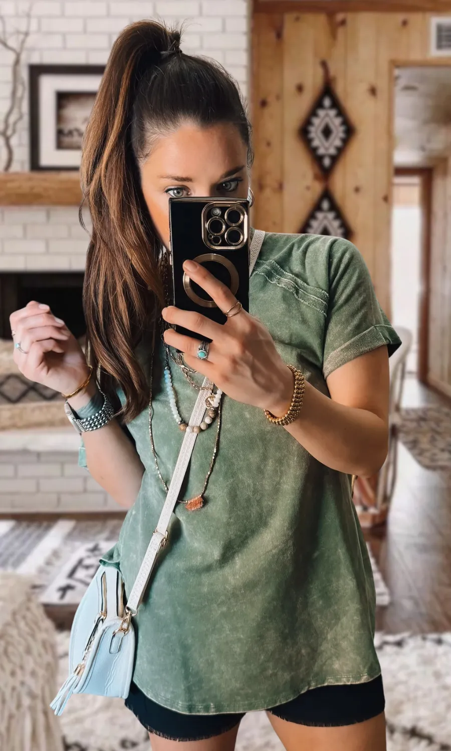 Terry Acid Wash Short Cuff Sleeve Pullover