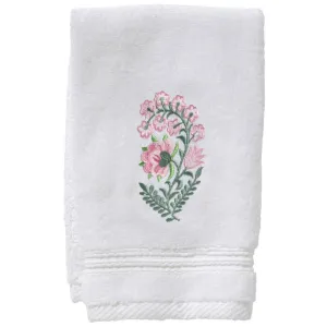 Terry Guest Towel With Pink Fleur Embroidery