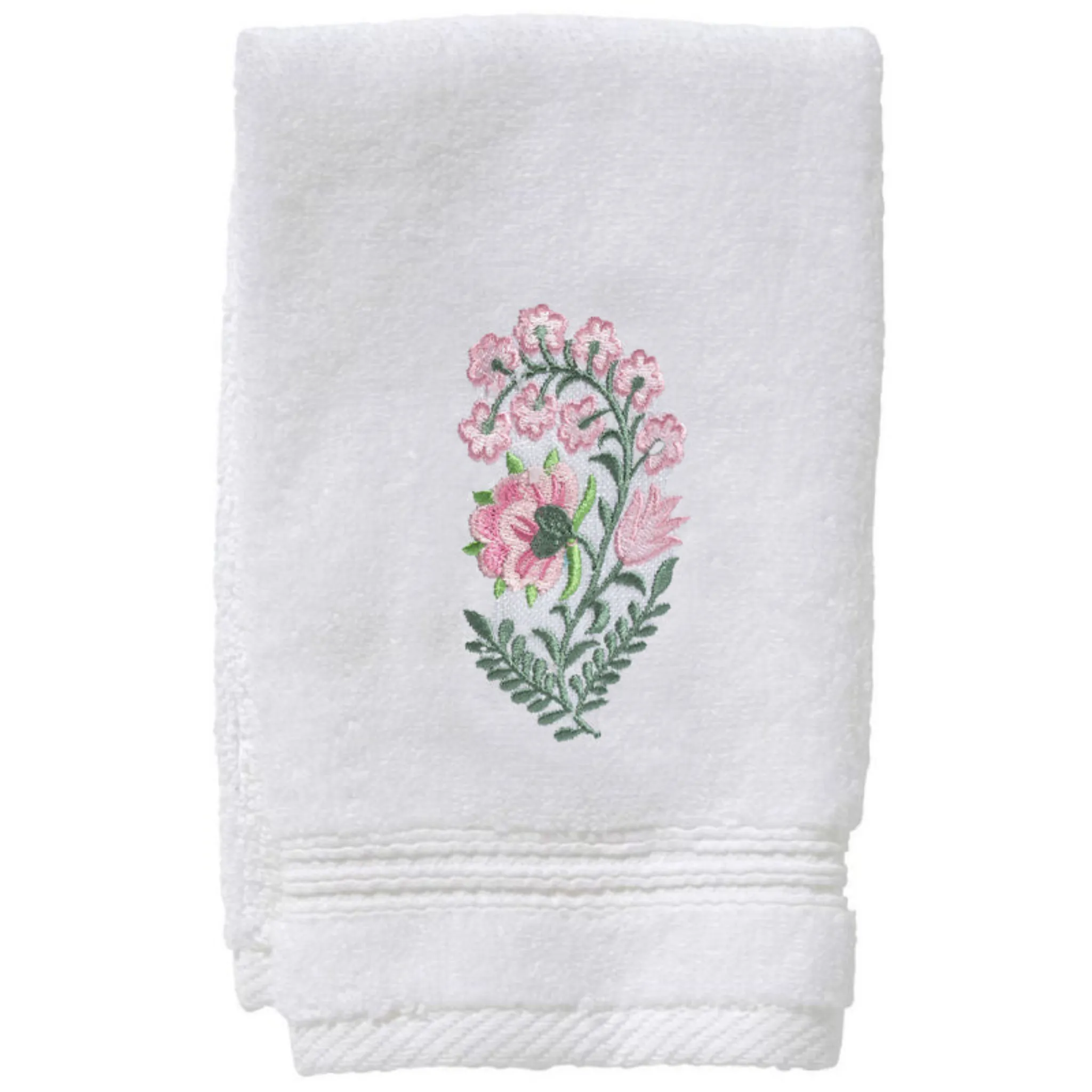 Terry Guest Towel With Pink Fleur Embroidery