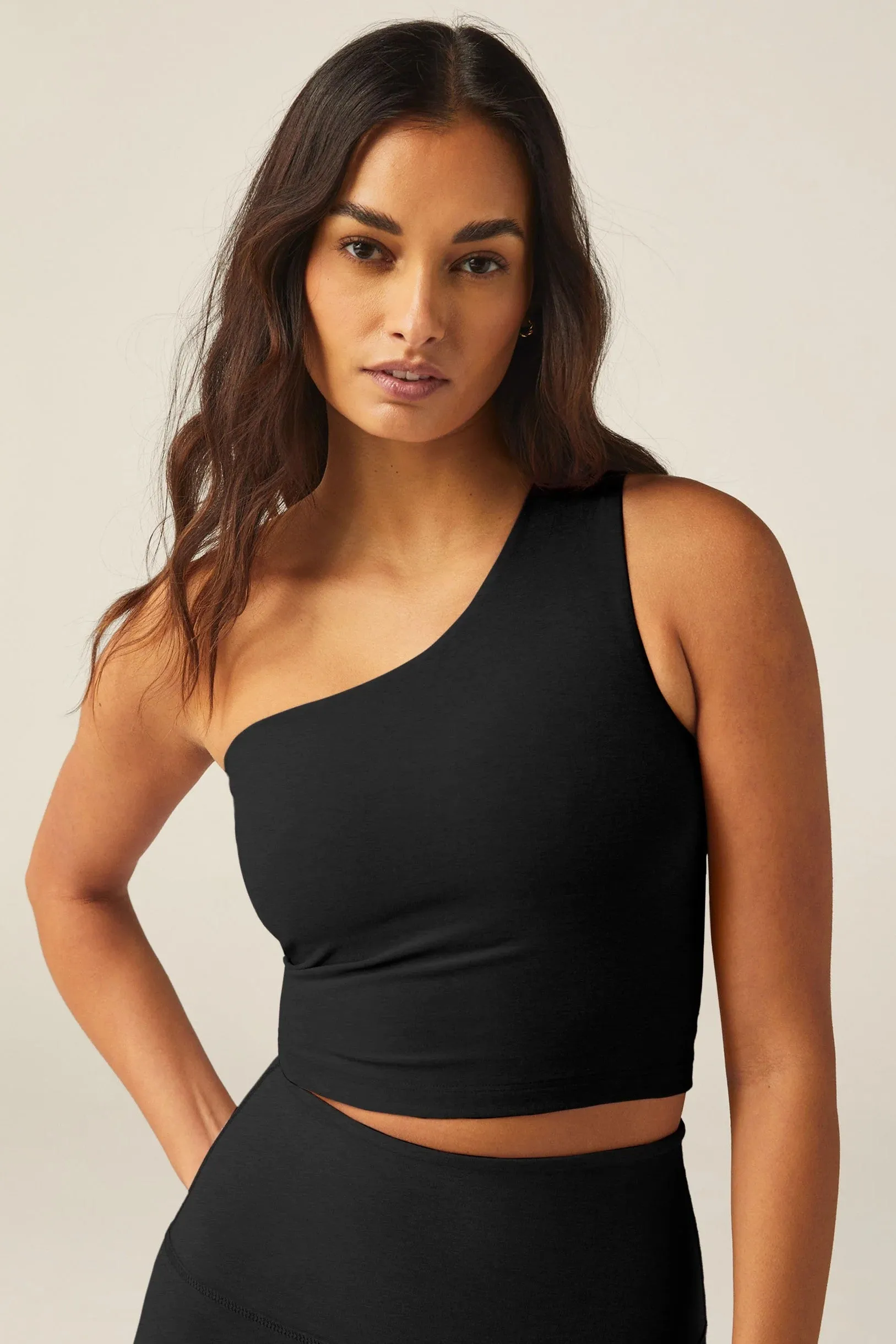 The Bold Shoulder Cropped Tank - Darkest Night