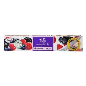 Tidy Z Freezer Bags Resealable 15 Pack