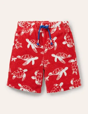 Towelling Sweatshorts-Strawberry Tart Red Turtles