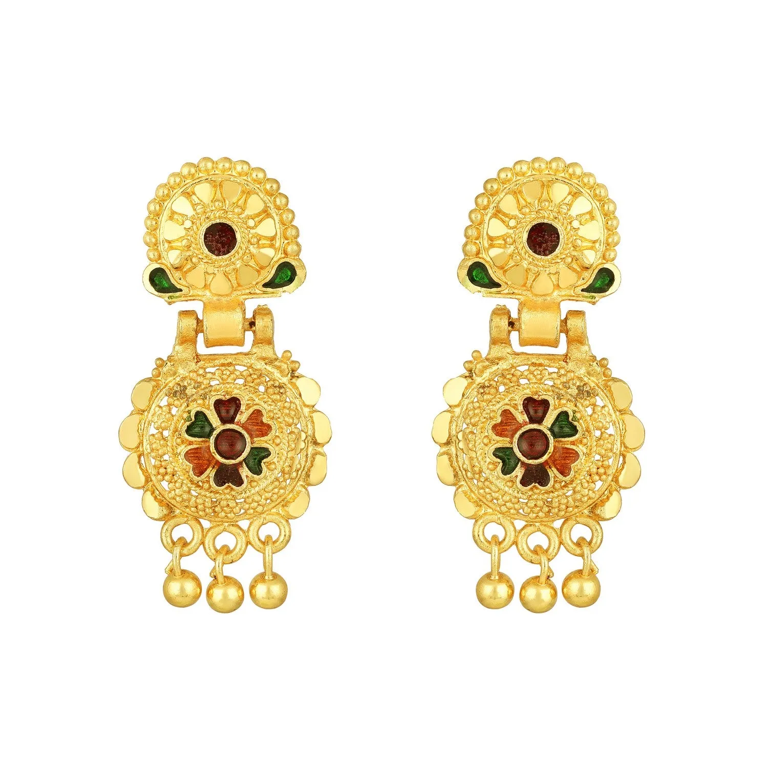 Traditional Floral Shaped Multicolour Meenakari Work Necklace Set
