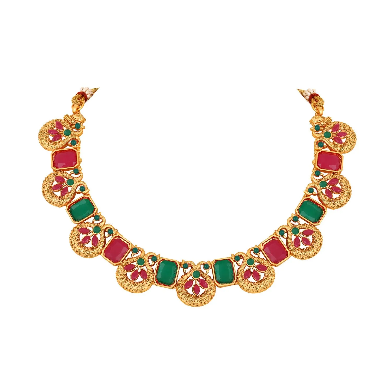 Traditional Multicolour Circular Shaped Chokar Necklace Set