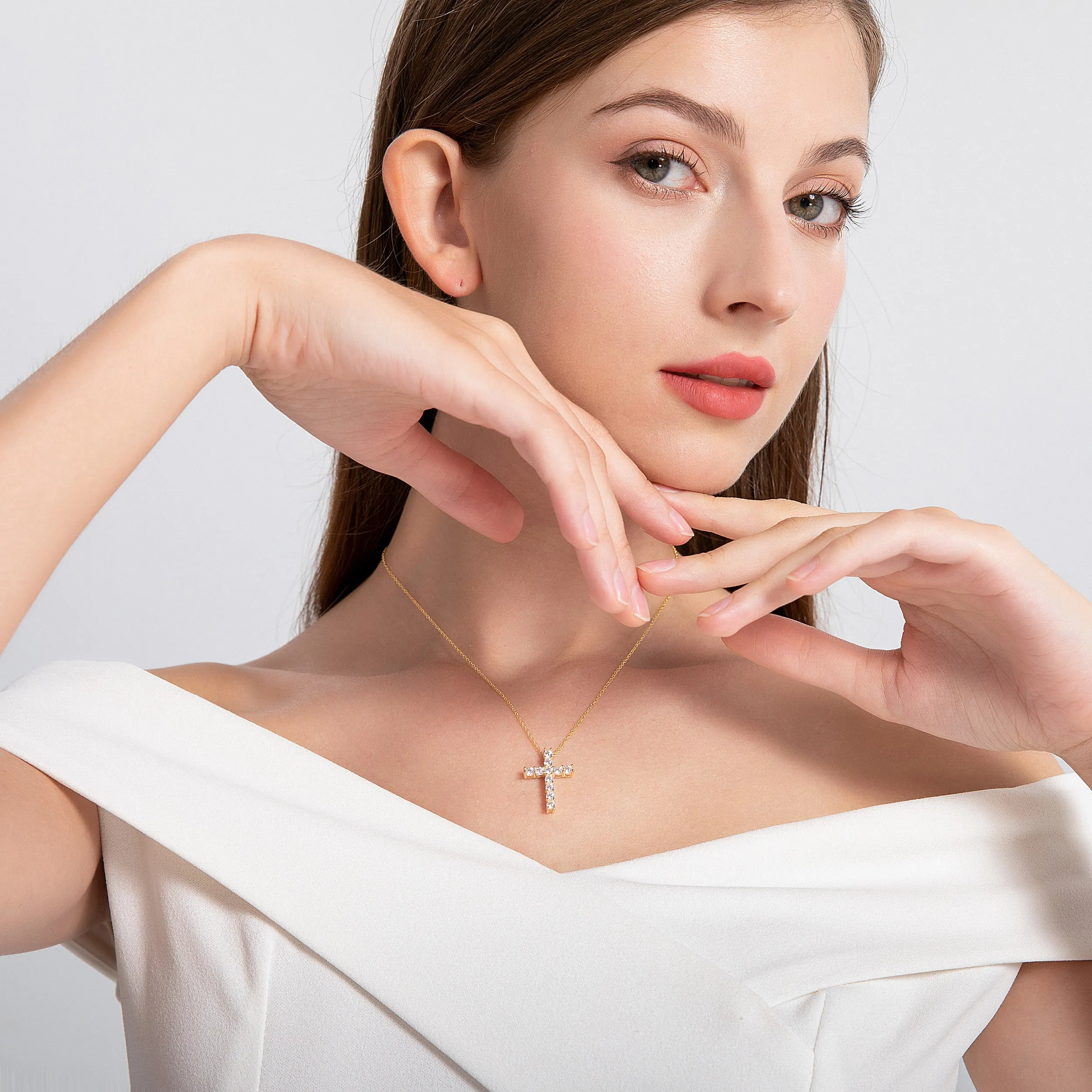 Trinity 1.10 CTW VVS Moissanite Cross Necklace