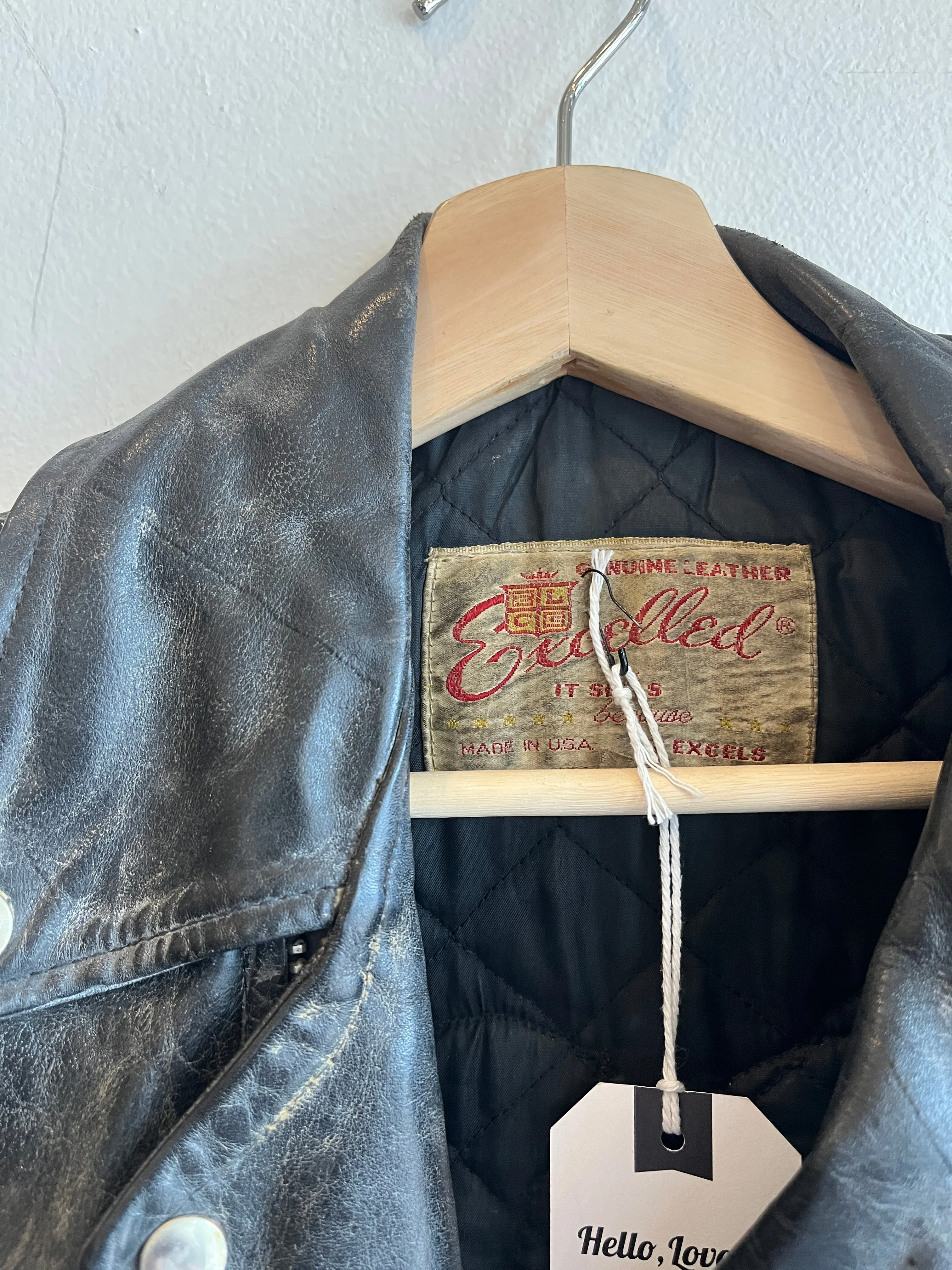 Vintage 1960s Excelled Leather Motorcycle Jacket