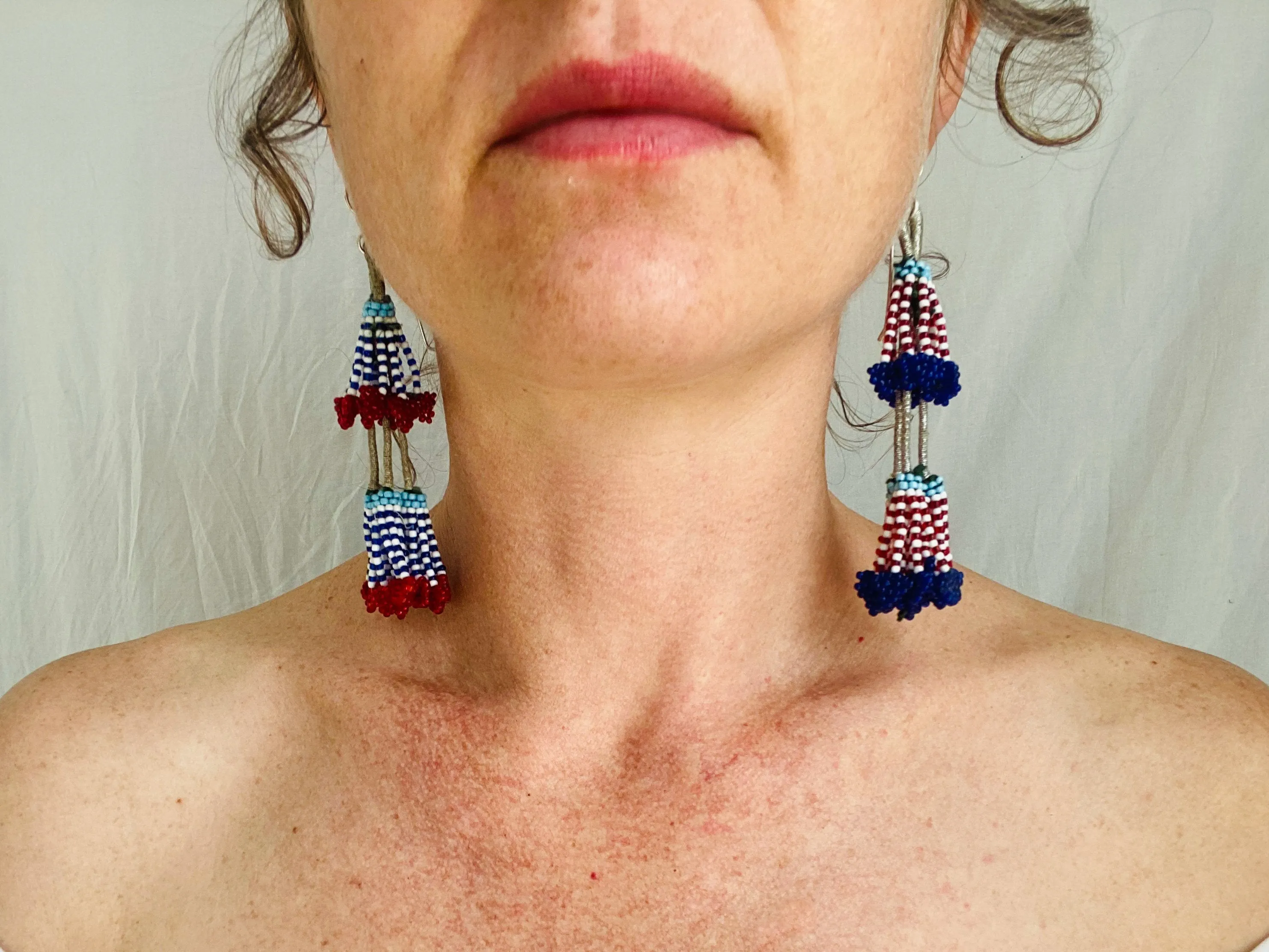 Vintage Kuchi Beaded Tassel Tribal Earrings.