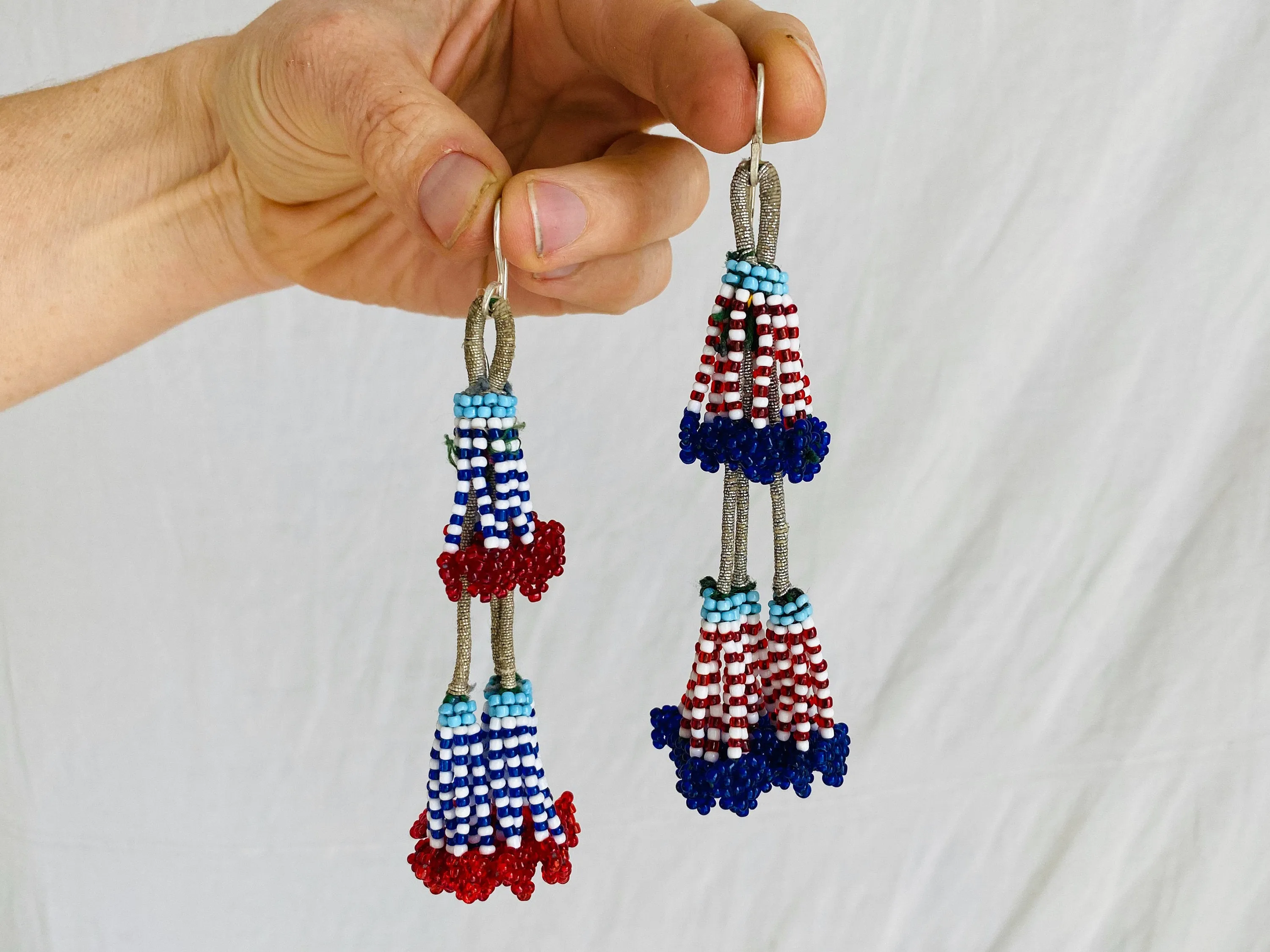 Vintage Kuchi Beaded Tassel Tribal Earrings.