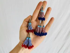 Vintage Kuchi Beaded Tassel Tribal Earrings.