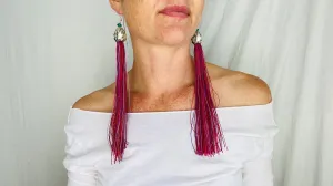 Vintage Zinacantan Tassel Earrings. Sterling Silver