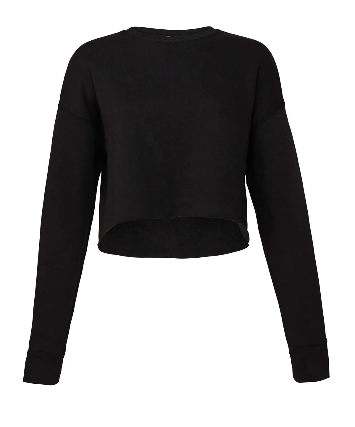 Womens cropped crew fleece | Black