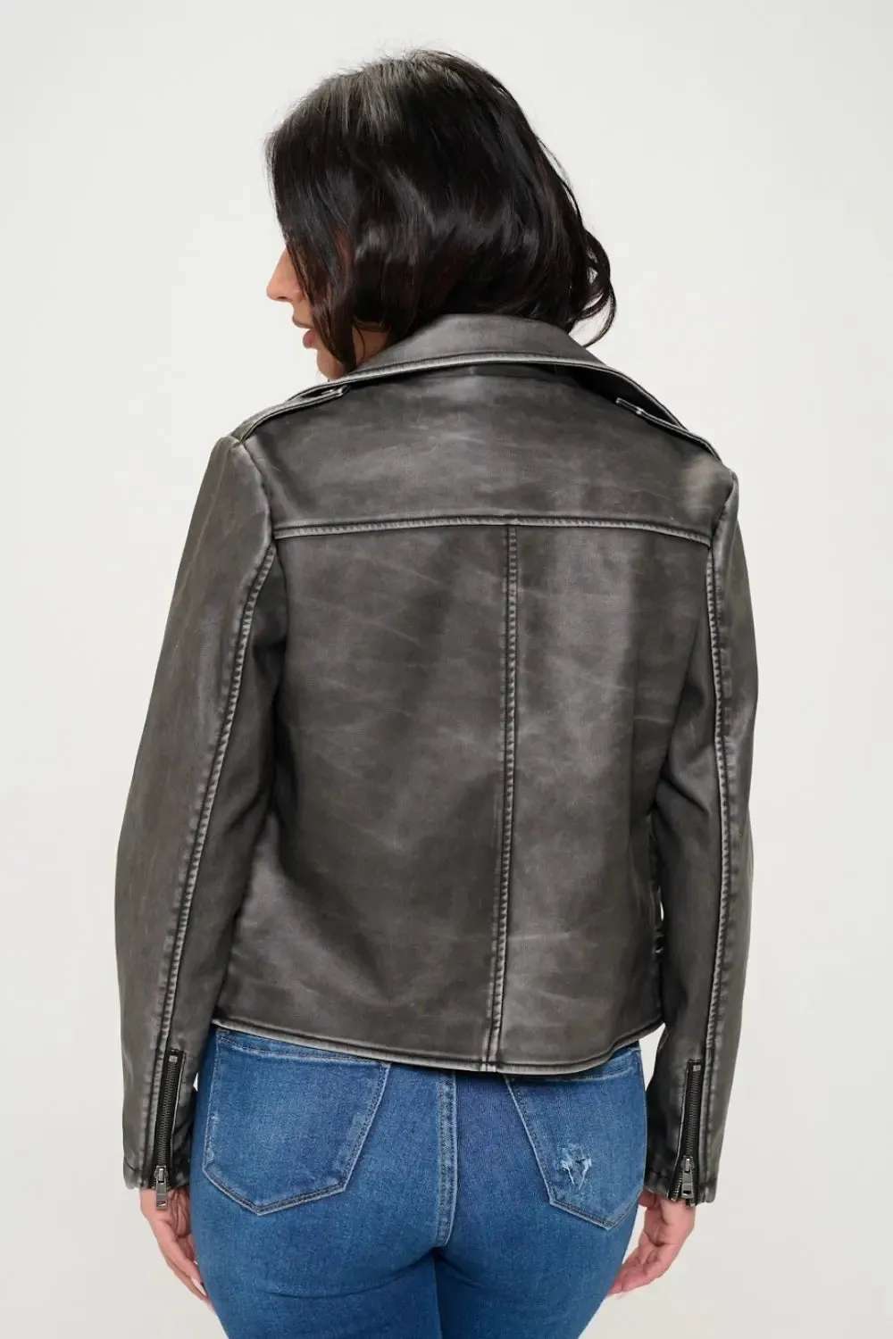 Zip-Up Biker Jacket with Belt  Trendy Jackets for Women